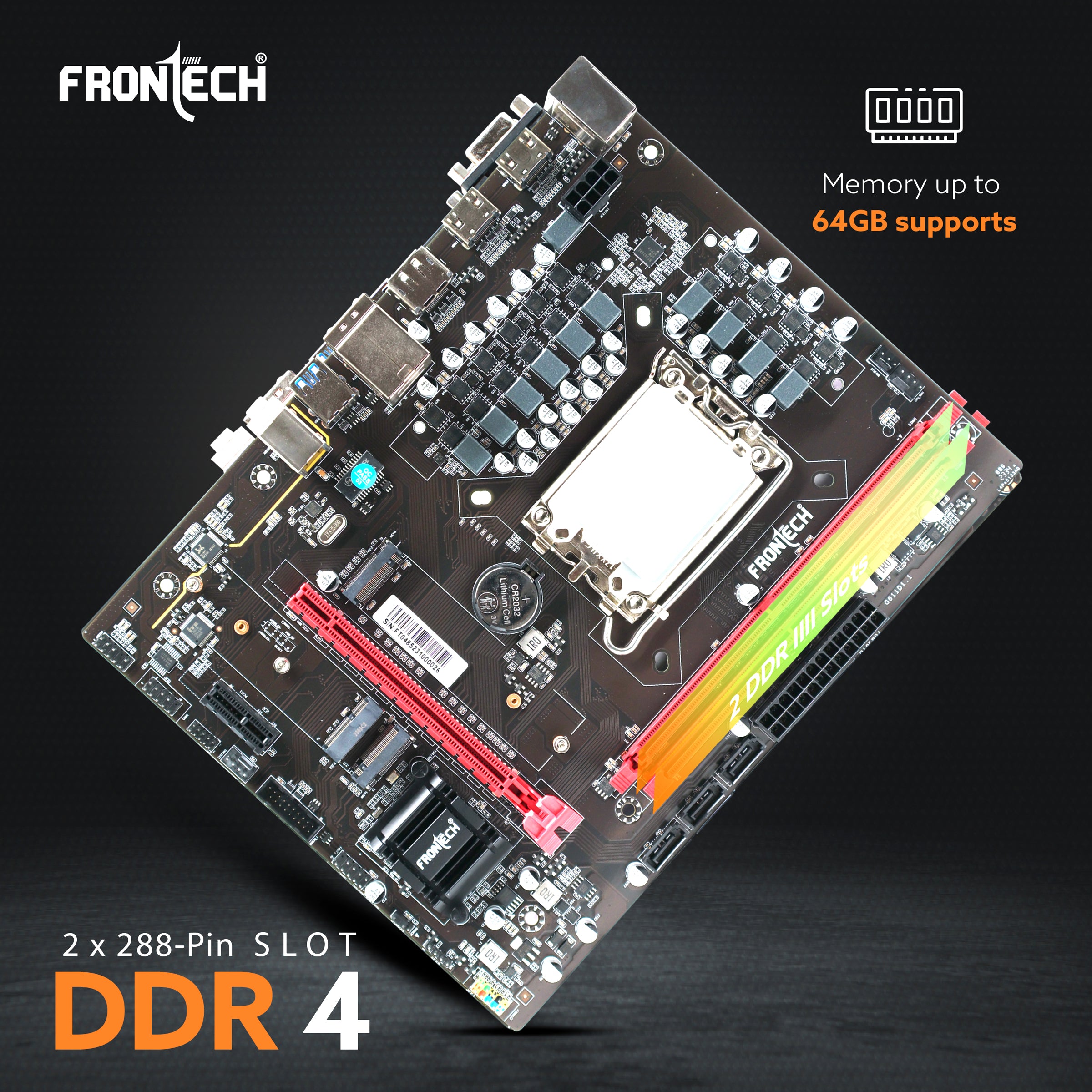 Frontech H610 Motherboard | Supports 12th Gen CPUs (LGA 1700), DDR4 3200, Realtek Audio, 2xUSB 3.0, 4xUSB 2.0, 3xSATA, NVMe/M.2, HDMI, VGA, PCIe x16 (FT-0485) Frontech H610 Motherboard | Supports 12th Gen CPUs (LGA 1700), DDR4 3200, Realtek Audio, 2xUSB 3.0, 4xUSB 2.0, 3xSATA, NVMe/M.2, HDMI, VGA, PCIe x16 (FT-0485)